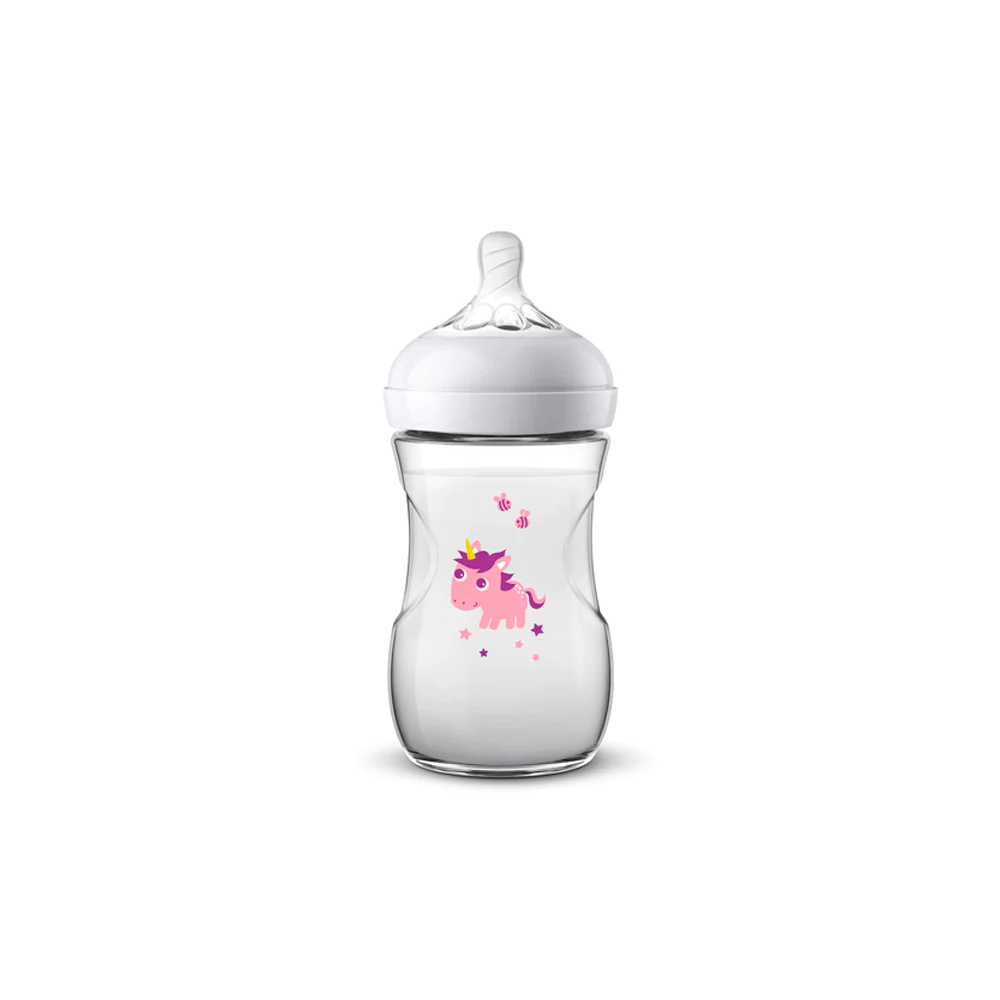 Biberón Natural AVENT con dibujo de unicornio